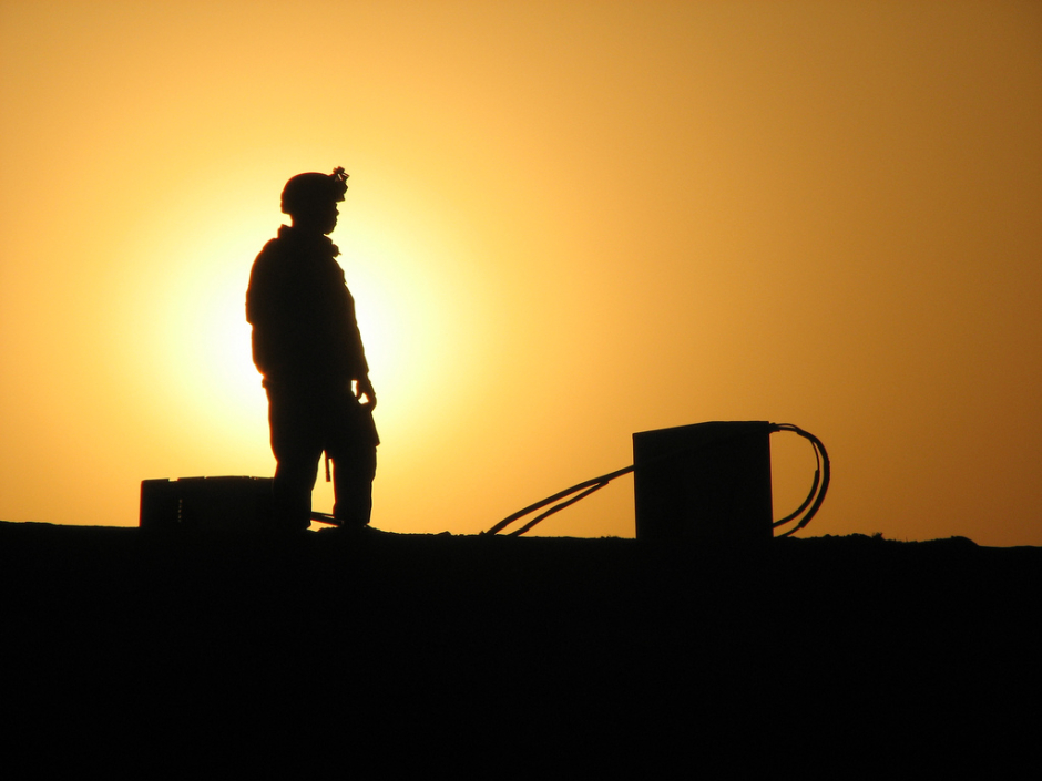 Marines use heavy equipment